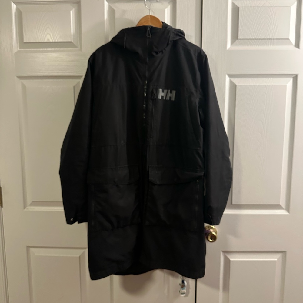 Women's Helly Hansen Long Rain Jacket Black, Size: L